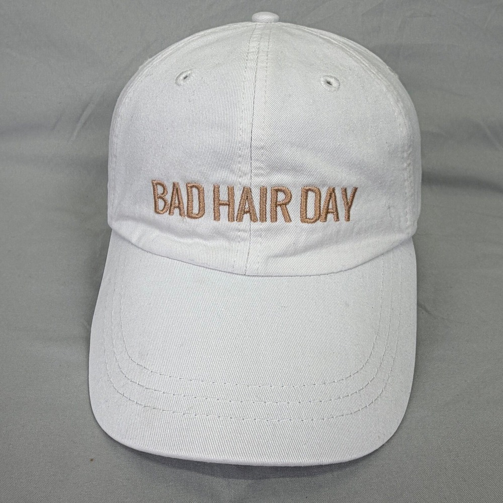 Adams Friday + Saturday Bad Hair Day Hat Unisex OSFA White Embroidered Cap